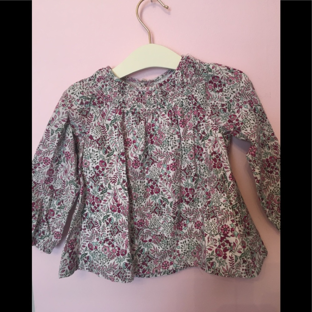 Baby Gap EUC baby girl flowers peasant blouse